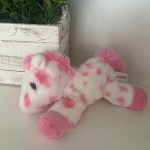 Aurora World Plush Mini Flopsie 8” White Pink Spotted “Lady” Horse Lovey